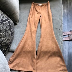 Brown suede bell bottom pants